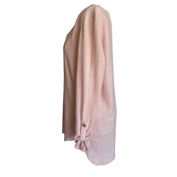 Anthropologie Akemi + Kin Sylvie Pointelle Tunic Top  Roll Tab Sleeve - Picture 4 of 9